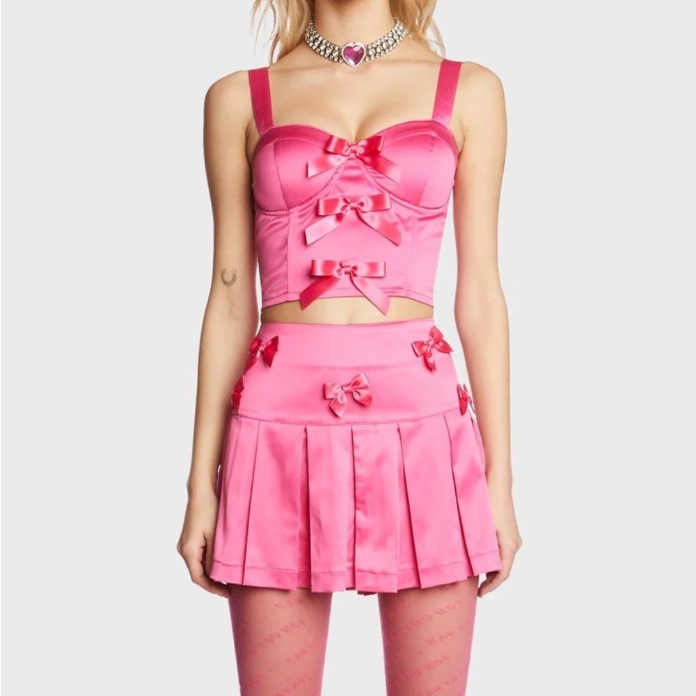 Sugar Thrillz Satin Bow Two-Piece Set